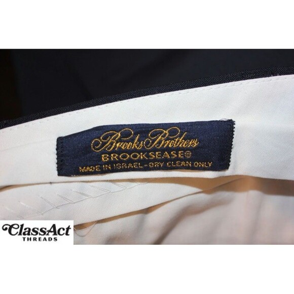 VTG Brooks Brothers Brooksease Pants Blue Wool Mens Pleated Fronts 38S 36 X 28 - Picture 2 of 5
